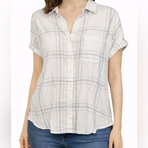 Calvin Klein Jeans White Plaid Button Down Shirt